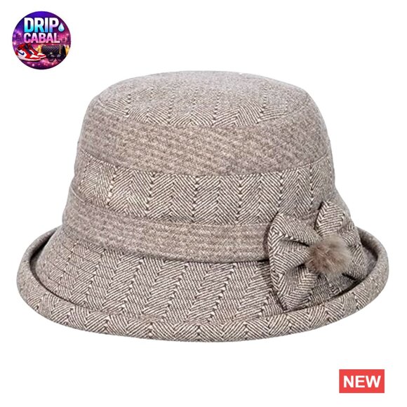 Wool Cotton Cloche Bucket Hat Vintage Winter Warm Ladies Fashion main image 5